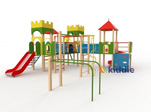 Игровой комплекс Замок 3 с пластиковой горкой